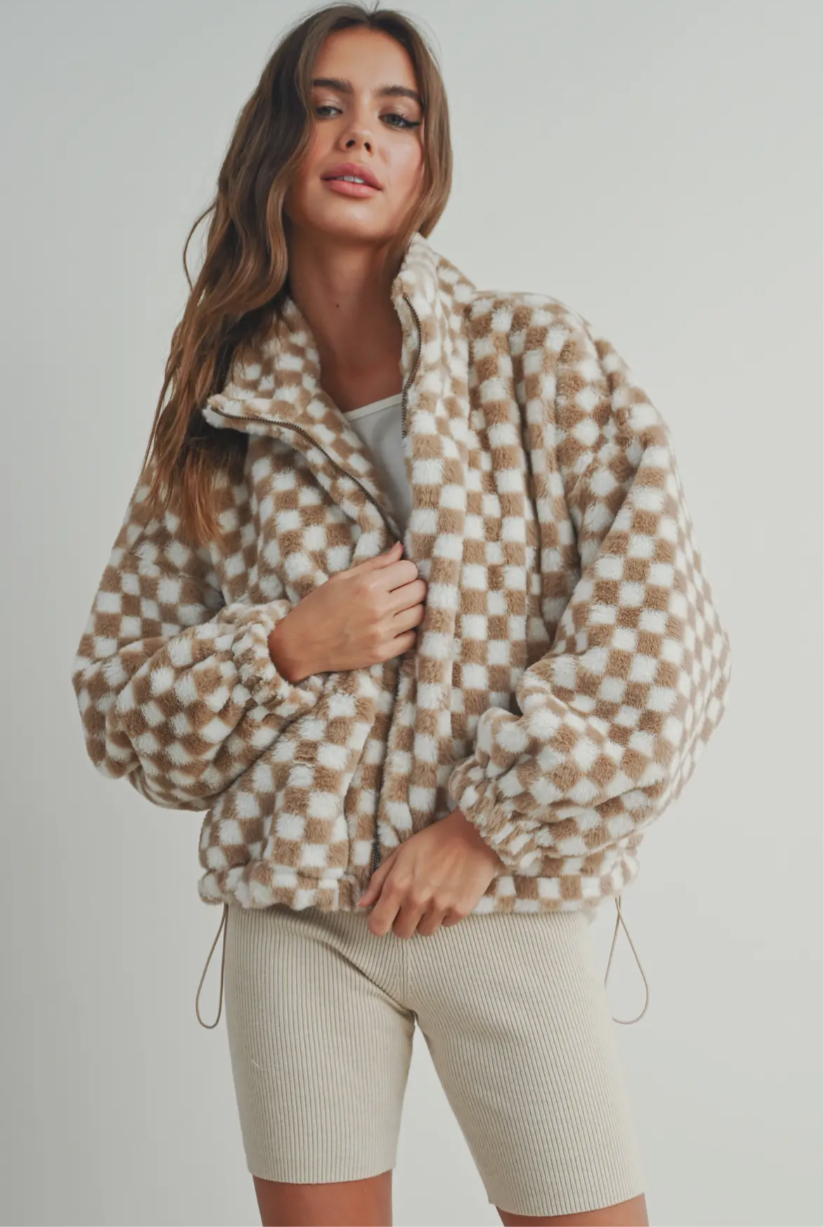 Checkered Sherpa Zip