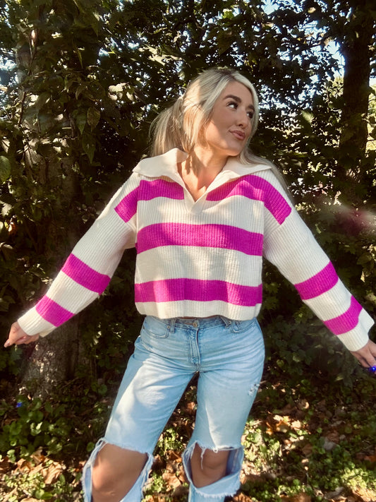 Pink Striped Sweater